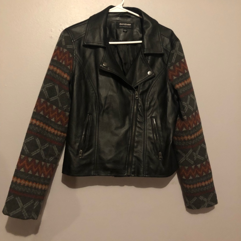 Coffeeshop. Faux Lather, Moto Jacket. Womens' Sz L